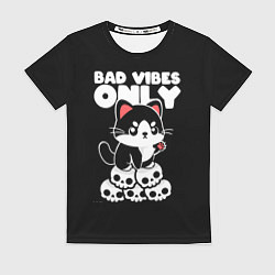 Футболка женская Кот - только плохие предчувствия, цвет: 3D-принт