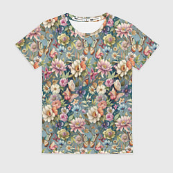 Женская футболка Бабочки и цветы летнее сочетание