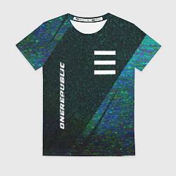Футболка женская OneRepublic glitch blue, цвет: 3D-принт