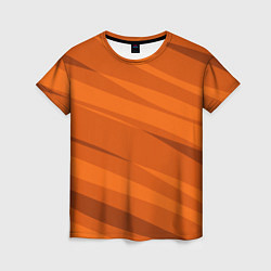 Футболка женская Тёмный оранжевый полосами, цвет: 3D-принт