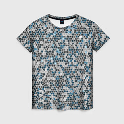 Женская футболка Паттерн мозаика серый с голубым