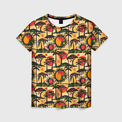Женская футболка Африка солнце пальмы