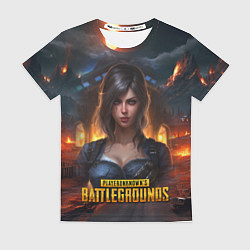 Футболка женская Женский PUBG девушка в огне, цвет: 3D-принт