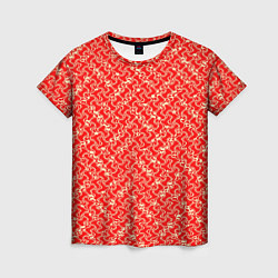 Футболка женская Красно-белый текстурированный, цвет: 3D-принт