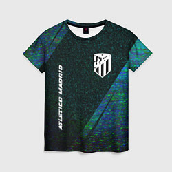 Футболка женская Atletico Madrid glitch blue, цвет: 3D-принт