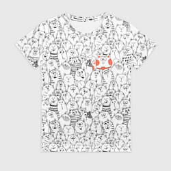 Футболка женская Румяная киска и серые коты, цвет: 3D-принт