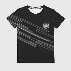 Женская футболка Герб РФ полосы геометрия