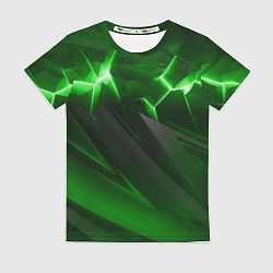 Женская футболка Яркая зеленая объемная абстракция