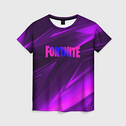 Футболка женская Fortnite neon stripes angles logo, цвет: 3D-принт