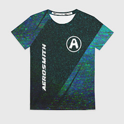 Футболка женская Aerosmith glitch blue, цвет: 3D-принт