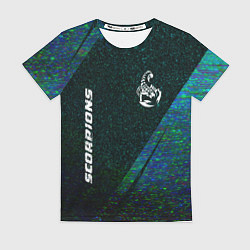 Футболка женская Scorpions glitch blue, цвет: 3D-принт