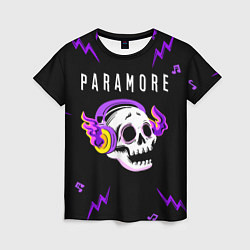 Футболка женская Paramore неоновый череп, цвет: 3D-принт