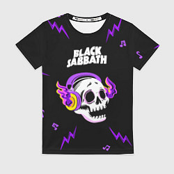 Футболка женская Black Sabbath неоновый череп, цвет: 3D-принт