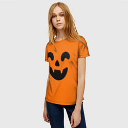 Футболка женская Весёлая тыква верх, цвет: 3D-принт — фото 2