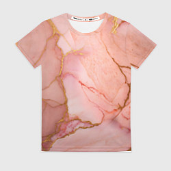 Футболка женская Текстура розового мрамора с золотом, цвет: 3D-принт
