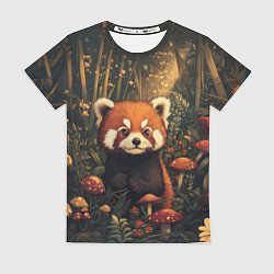 Футболка женская Красная панда в лесной чаще - милая, цвет: 3D-принт