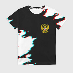 Женская футболка Герб глитч краски