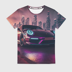 Футболка женская Porshe ночной город, цвет: 3D-принт