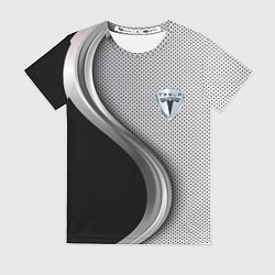 Женская футболка Tesla carbon metal