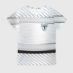 Женская футболка Tesla metal auto