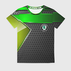 Женская футболка Skoda metal auto