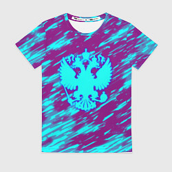 Женская футболка Герб РФ холодные краски