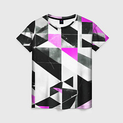 Футболка женская Black and pink abstraction on a white background, цвет: 3D-принт