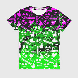 Футболка женская Fortnite краски кислота, цвет: 3D-принт