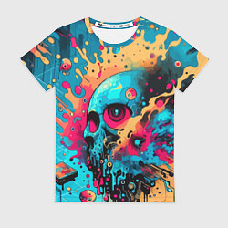 Футболка женская Абстракция с черепом - нейроарт, цвет: 3D-принт