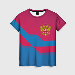 Женская футболка Россия спортивная геометрия текстура
