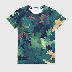 Женская футболка Армейский камуфляж зеленый