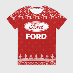 Футболка женская Новогодний Ford с оленями, цвет: 3D-принт
