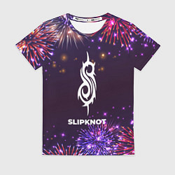 Футболка женская Праздничный Slipknot Fireworks, цвет: 3D-принт