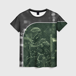 Футболка женская Киборг в серо-зелёных тонах, цвет: 3D-принт