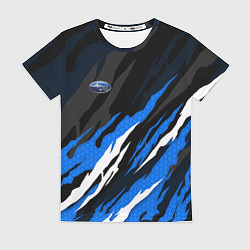 Женская футболка Субару - черно-синий