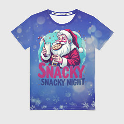Футболка женская Санта ест печенье с молоком, цвет: 3D-принт