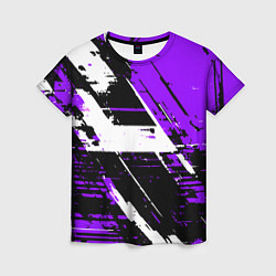 Футболка женская Diagonal black and white stripes on a purple backg, цвет: 3D-принт