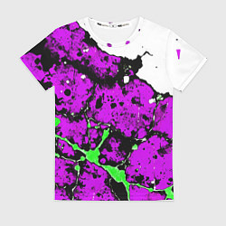 Женская футболка Зелёно-розовая абстракция на белом фоне