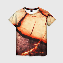 Женская футболка Трещины на абстрактном красном фоне