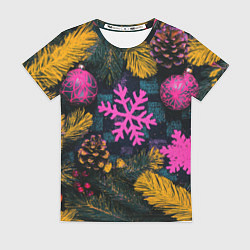 Футболка женская Новый год и краски, цвет: 3D-принт