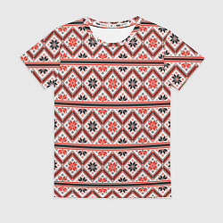 Футболка женская Этническая вышивка, цвет: 3D-принт