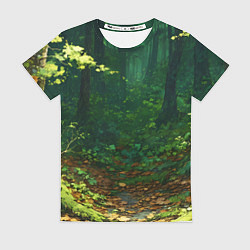 Женская футболка Зелёный летний лес