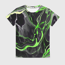 Женская футболка Зелёно-чёрный мрамор