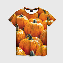 Женская футболка Много тыкв