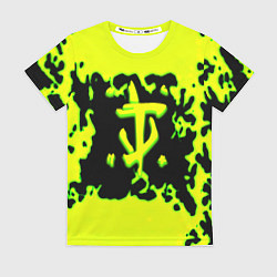 Женская футболка Doom кислотное лого краски