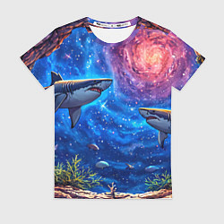 Футболка женская Космические акулы, цвет: 3D-принт