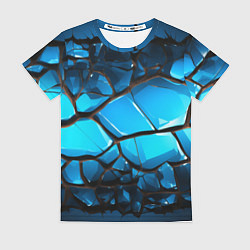 Женская футболка Синяя текстура объемных плит