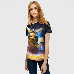 Футболка женская Пикачу диджей, цвет: 3D-принт — фото 2