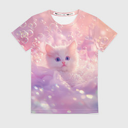 Футболка женская Котенок в пузырях, цвет: 3D-принт