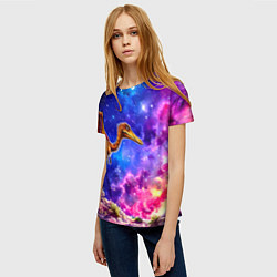 Футболка женская Птерозавр и звездное небо, цвет: 3D-принт — фото 2